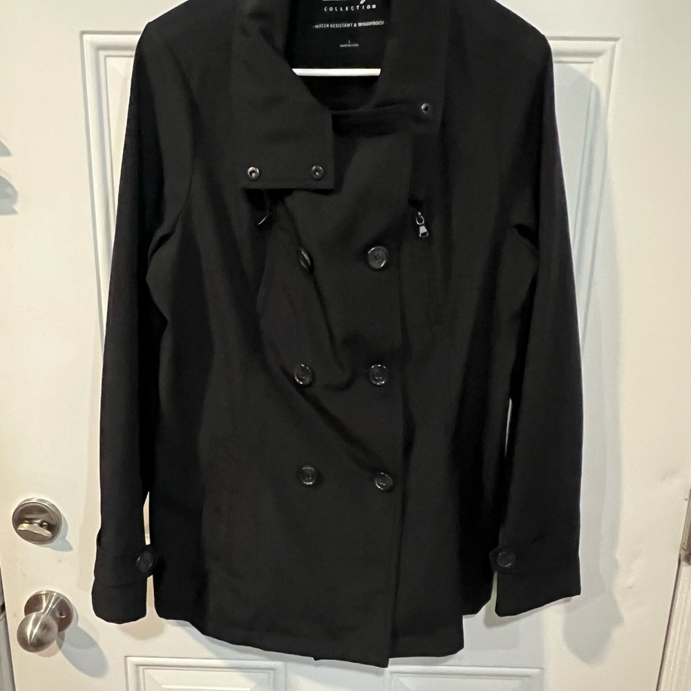 Collection B Black Double-Breasted Pea Coat